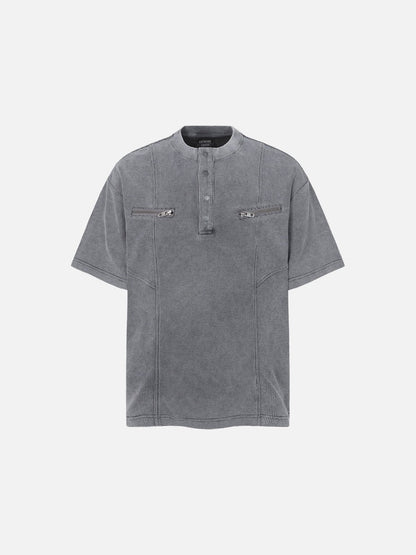 DAXUEN Relaxed oversized short-sleeve top with zippered pockets