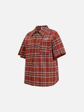 DAXUEN Relaxed-fit short-sleeved plaid button-up shirt