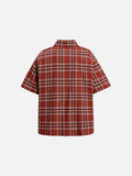 DAXUEN Relaxed-fit short-sleeved plaid button-up shirt