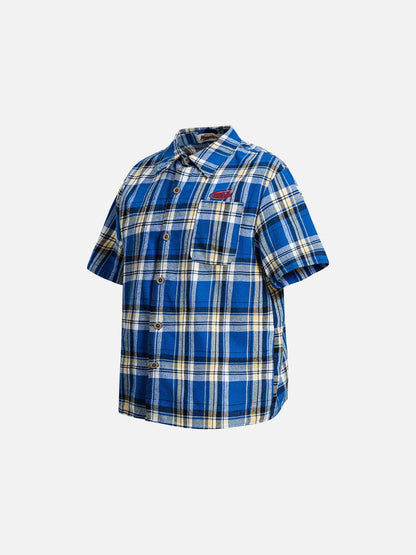 DAXUEN Relaxed-fit short-sleeved plaid button-up shirt
