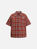 DAXUEN Relaxed-fit short-sleeved plaid button-up shirt