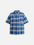 DAXUEN Relaxed-fit short-sleeved plaid button-up shirt