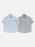 DAXUEN Short-sleeved plaid button-up shirt