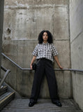 DAXUEN Short-sleeved plaid button-up shirt — model photo