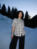 DAXUEN Short-sleeved plaid button-up shirt — model photo