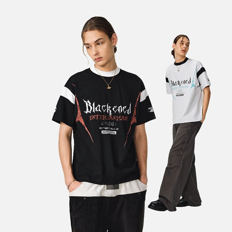 DAXUEN Relaxed oversized quarter-zip graphic t-shirt