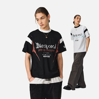 DAXUEN Relaxed oversized quarter-zip graphic t-shirt
