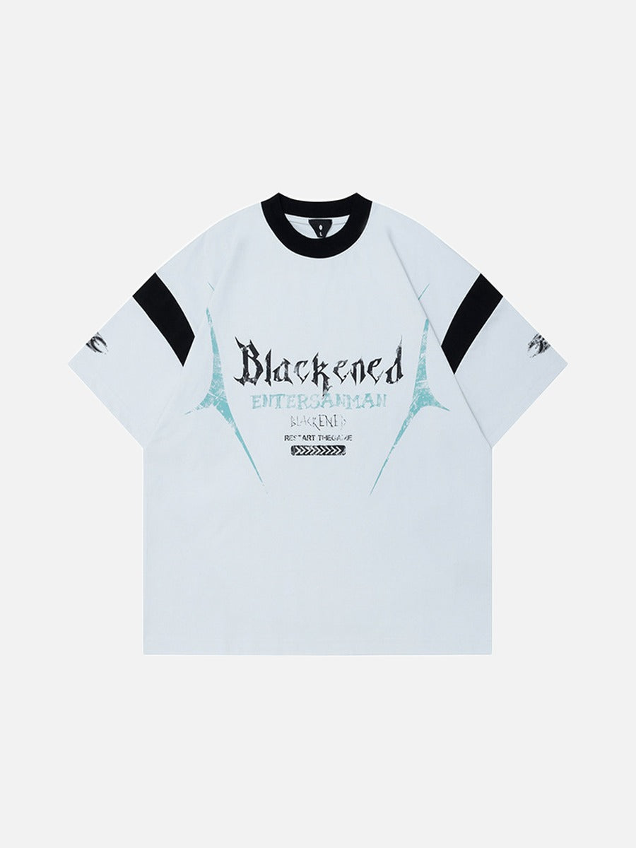 DAXUEN Relaxed oversized quarter-zip graphic t-shirt