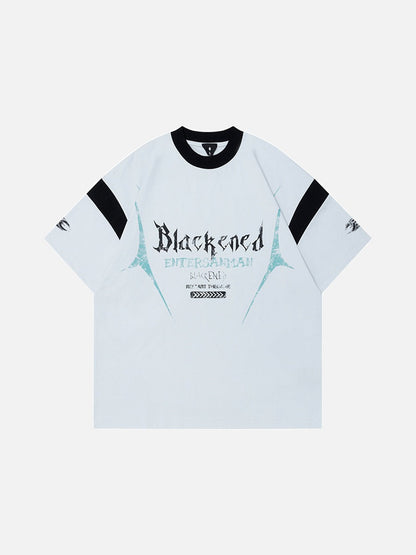 DAXUEN Relaxed oversized quarter-zip graphic t-shirt