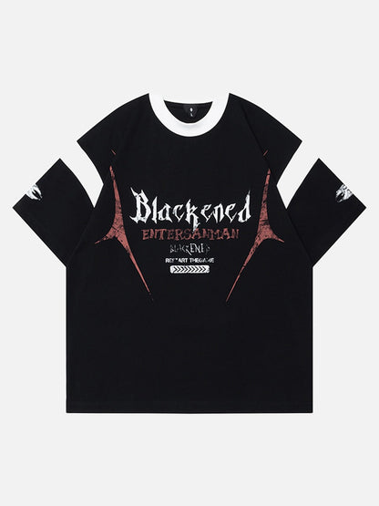 DAXUEN Relaxed oversized quarter-zip graphic t-shirt