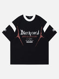 DAXUEN Relaxed oversized quarter-zip graphic t-shirt