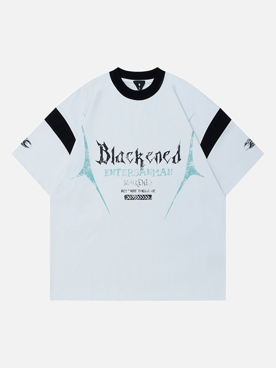DAXUEN Relaxed oversized quarter-zip graphic t-shirt
