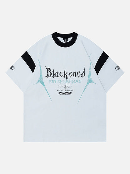 DAXUEN Relaxed oversized quarter-zip graphic t-shirt