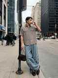 DAXUEN Relaxed-fit short-sleeve button-up shirt — model photo