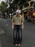 DAXUEN Relaxed Short-Sleeved Button-Up Shirt | DAXUEN — model photo