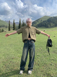 DAXUEN Relaxed Short-Sleeved Button-Up Shirt | DAXUEN — model photo