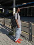 DAXUEN Striped crew-neck short-sleeve T-shirt with patch pocket — model photo