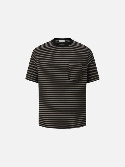 DAXUEN Striped crew-neck short-sleeve T-shirt with patch pocket