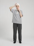 DAXUEN Relaxed-fit striped Henley T-shirt — model photo