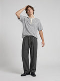 DAXUEN Relaxed-fit striped Henley T-shirt — model photo