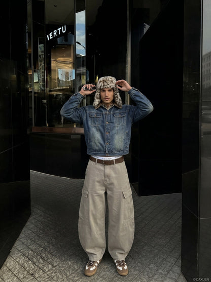 DAXUEN High-waisted wide-leg balloon cargo pants — model photo