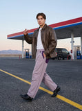 DAXUEN Relaxed wide-leg pants with color blocking — model photo