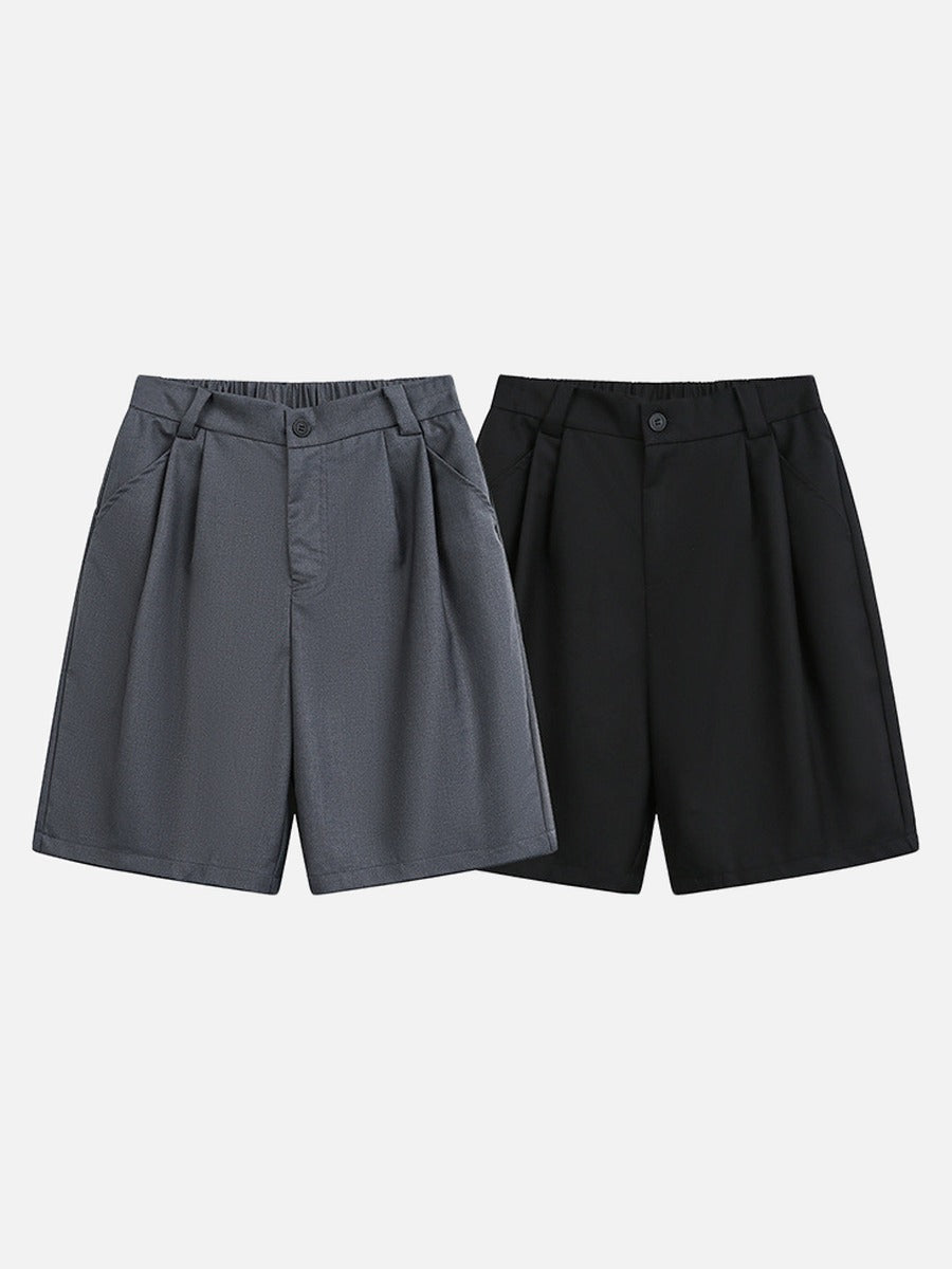 DAXUEN Wide-leg relaxed-fit shorts in dark grey and black