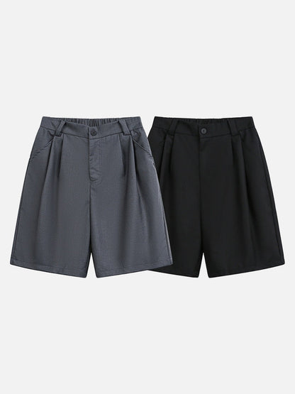 DAXUEN Wide-leg relaxed-fit shorts in dark grey and black