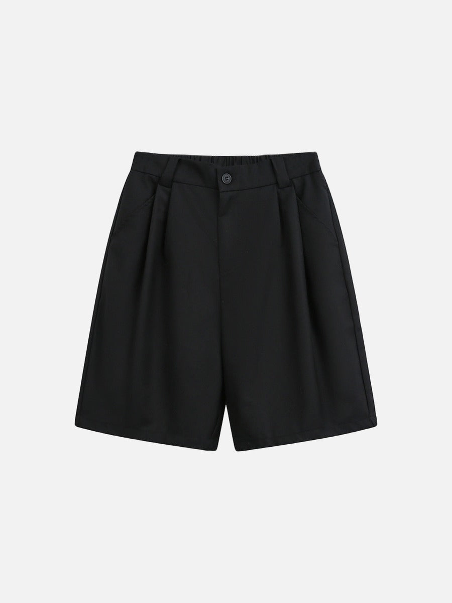 DAXUEN Wide-leg relaxed-fit shorts in dark grey and black — model photo