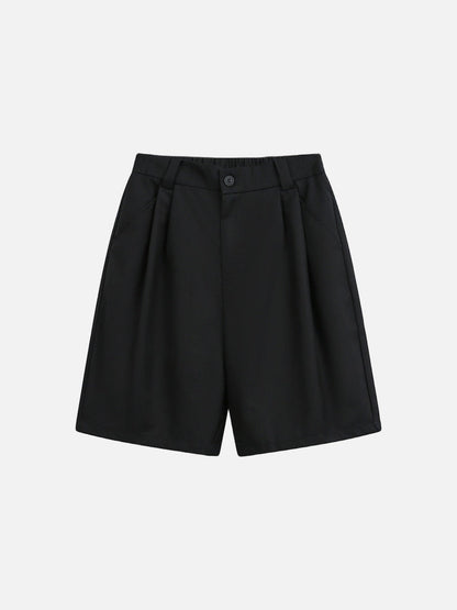 DAXUEN Wide-leg relaxed-fit shorts in dark grey and black — model photo