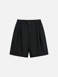 DAXUEN Wide-leg relaxed-fit shorts in dark grey and black — model photo