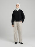 DAXUEN Relaxed wide-leg striped pants — model photo