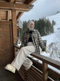 DAXUEN Relaxed wide-leg striped pants — model photo