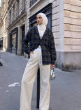 DAXUEN Relaxed wide-leg striped pants — model photo