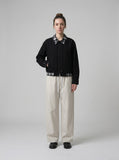 DAXUEN Relaxed wide-leg striped pants — model photo