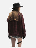 Distressed Dark Burgundy Hooded Sweatshirt