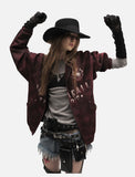Distressed Dark Burgundy Hooded Sweatshirt