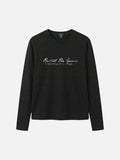 DAXUEN Long sleeve crew neck t-shirt with text graphic