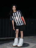 DAXUEN Short-sleeved crew-neck color block T-shirt — model photo