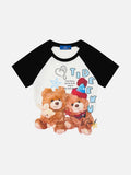 DAXUEN Slim-fit raglan sleeve T-shirt with bear graphic