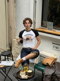 DAXUEN Slim-fit raglan sleeve T-shirt with bear graphic — model photo