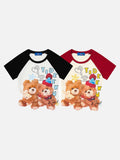 DAXUEN Slim-fit raglan sleeve T-shirt with bear graphic