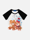 DAXUEN Slim-fit raglan sleeve T-shirt with bear graphic