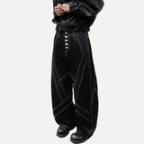 DAXUEN Black wide-leg baggy jeans with contrasting stitching
