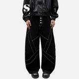 DAXUEN Black wide-leg baggy jeans with contrasting stitching