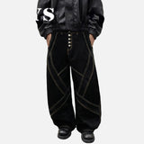 DAXUEN Black wide-leg baggy jeans with contrasting stitching