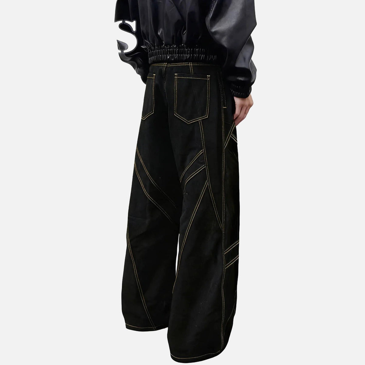 DAXUEN Black wide-leg baggy jeans with contrasting stitching