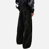 DAXUEN Black wide-leg baggy jeans with contrasting stitching