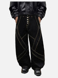DAXUEN Black wide-leg baggy jeans with contrasting stitching