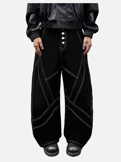 DAXUEN Black wide-leg baggy jeans with contrasting stitching